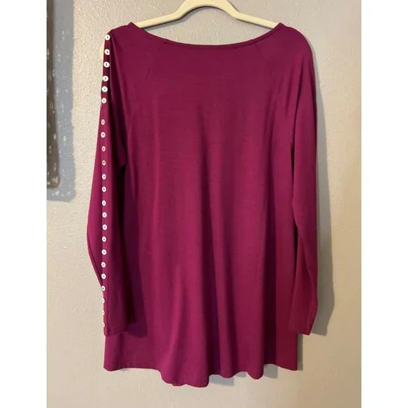 Soft Surroundings Tunic Top M Medium Dark Purple Cotton Modal Washable Fall NEW - Picture 10 of 12